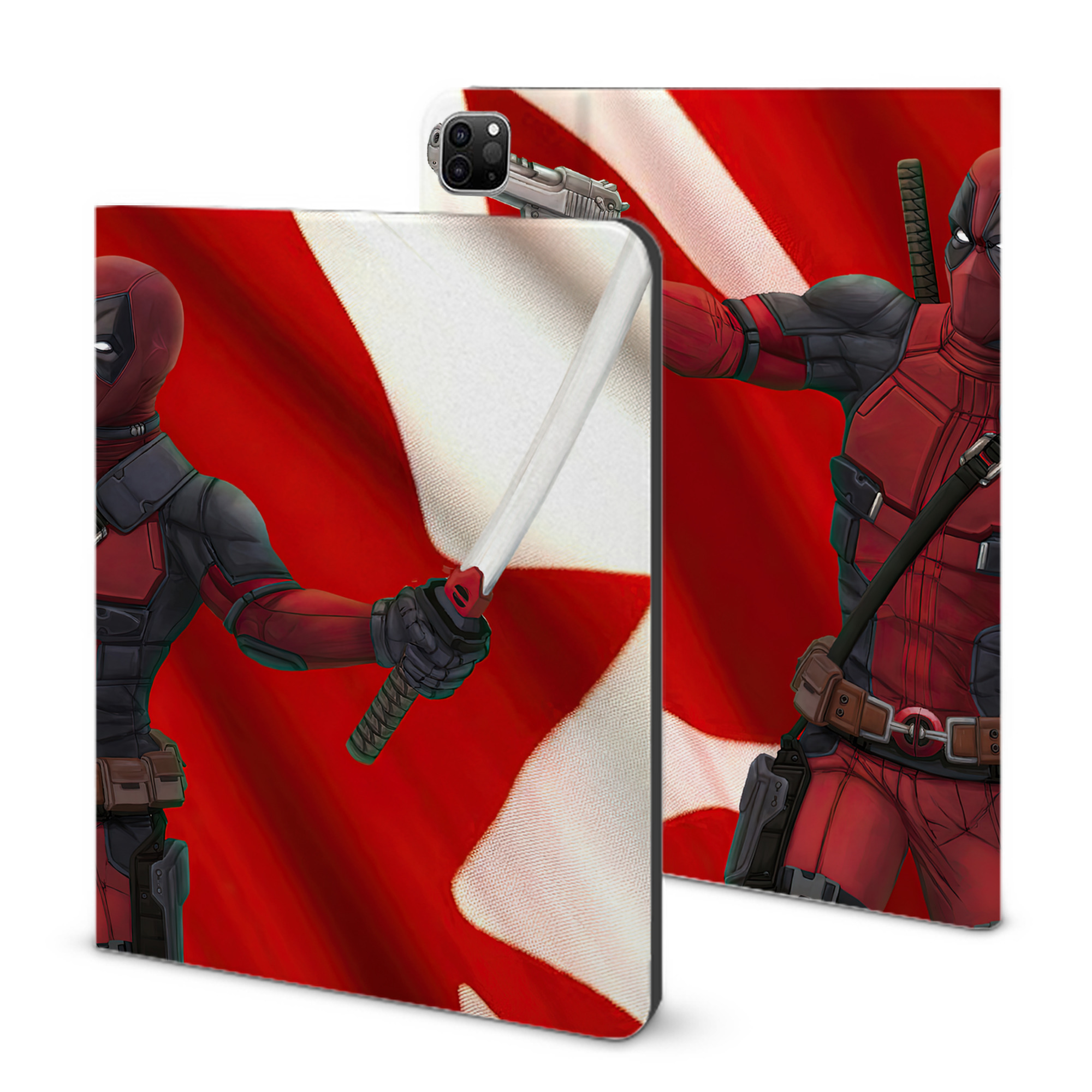 （画像用） Deadpool デッドプール IPad ケース ブック型 PUレザー TPU 耐衝撃 軽量 薄型 ペン収納なし 全面保護 IPad 各モデル対応
